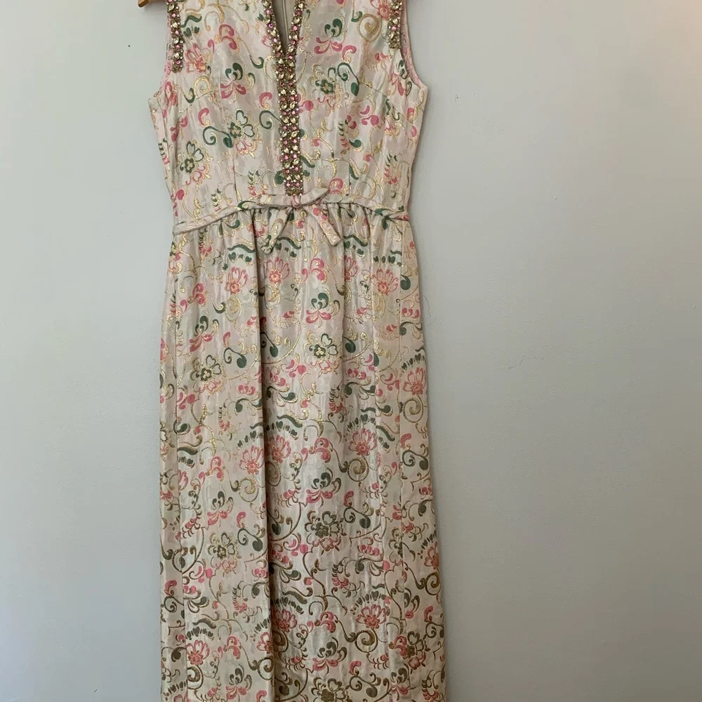 VTG 1950’s Porter’s Madison Ave at 62nd Street Brocade Rhinestone Party Dress - Picture 4 of 15